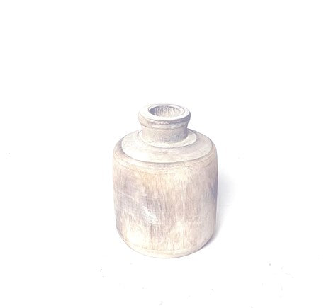 White Washed Wooden Vase
